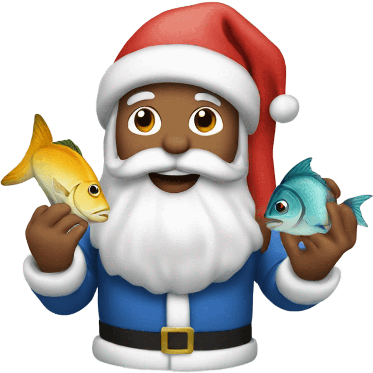 Santa with fish in his hands  emoji