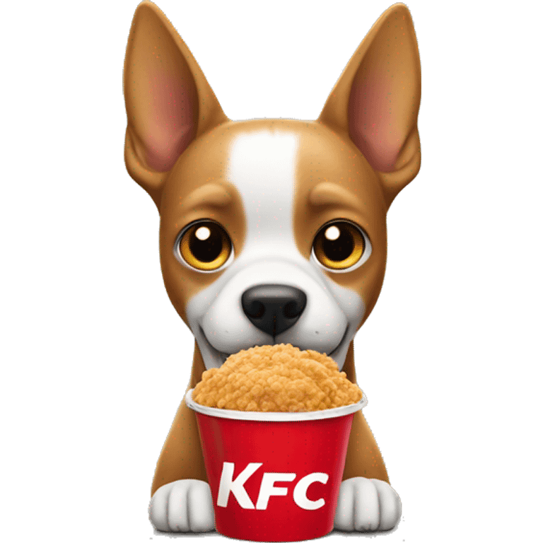 Un dog eating a kfc bucket emoji