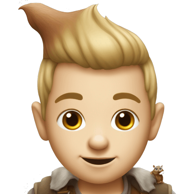 young shaved cute gnome with a squirrel tail emoji