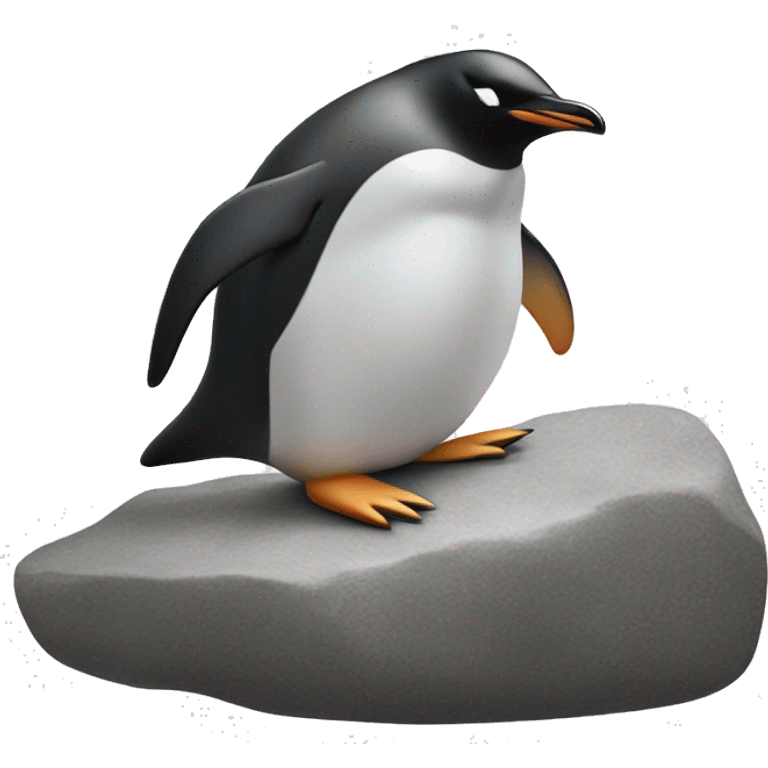 penguin on a rock eyes closed head facing up wings spread out  emoji