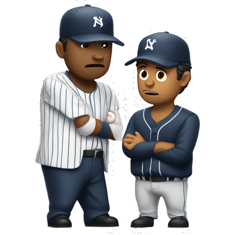 Baseball executive angrily negotiating with a Latino player in pinstripes emoji