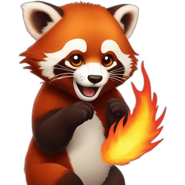 Red panda breathing fire emoji