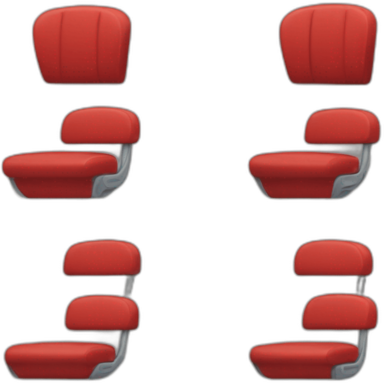 3 red seats, 2 filled with people and 1 empty emoji