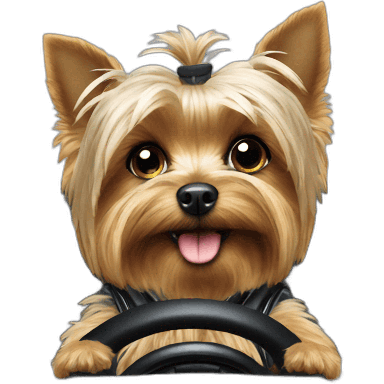 yorkie in f1 car emoji