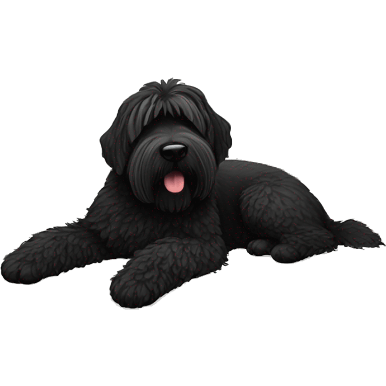 Black Russian terrier sleeping on bed  emoji