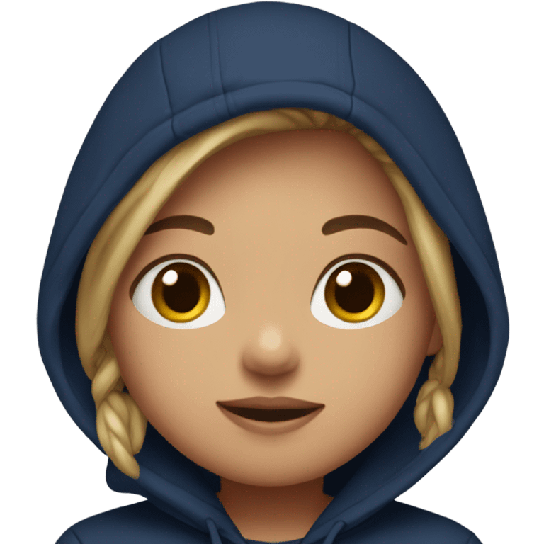 Girl in navy blue hoodie adorable face emoji