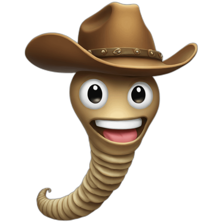 bust of a worm wearing a cowboy hat emoji