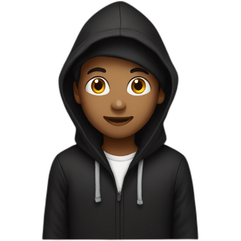 Black Hooded white Boy With black Beanie emoji