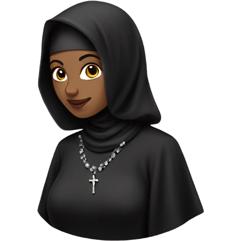 nun with jewelry and confidence black hijab emoji