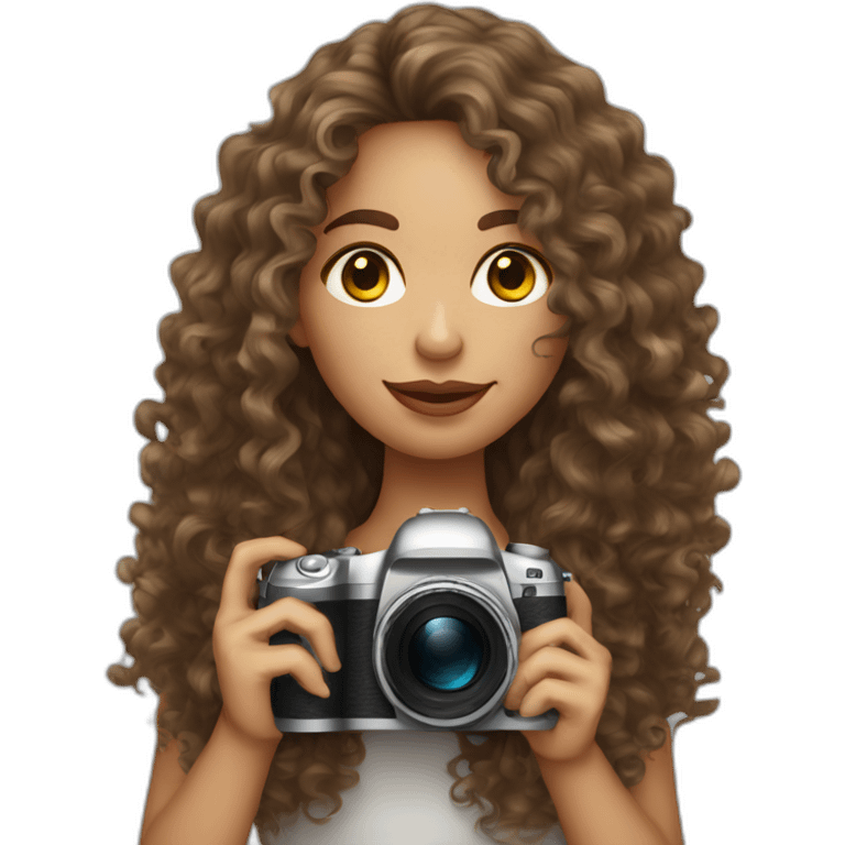 Latin curly hair Female photographer taking a picture light skinned long hair emoji