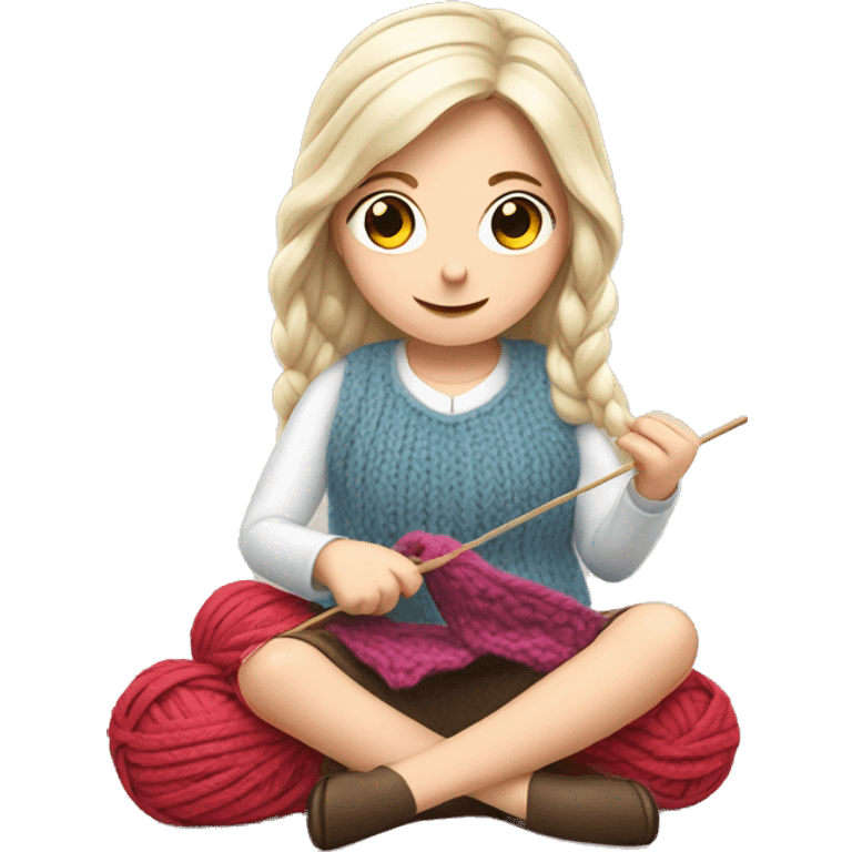 white girl knitting emoji