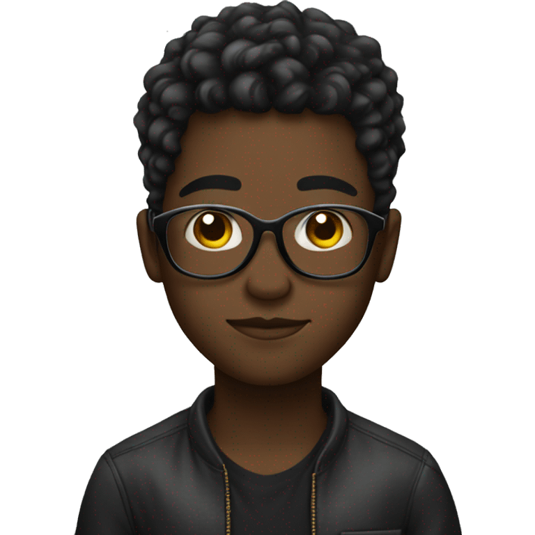 Black boy with aesthetic glass and aesthetic hair style emoji