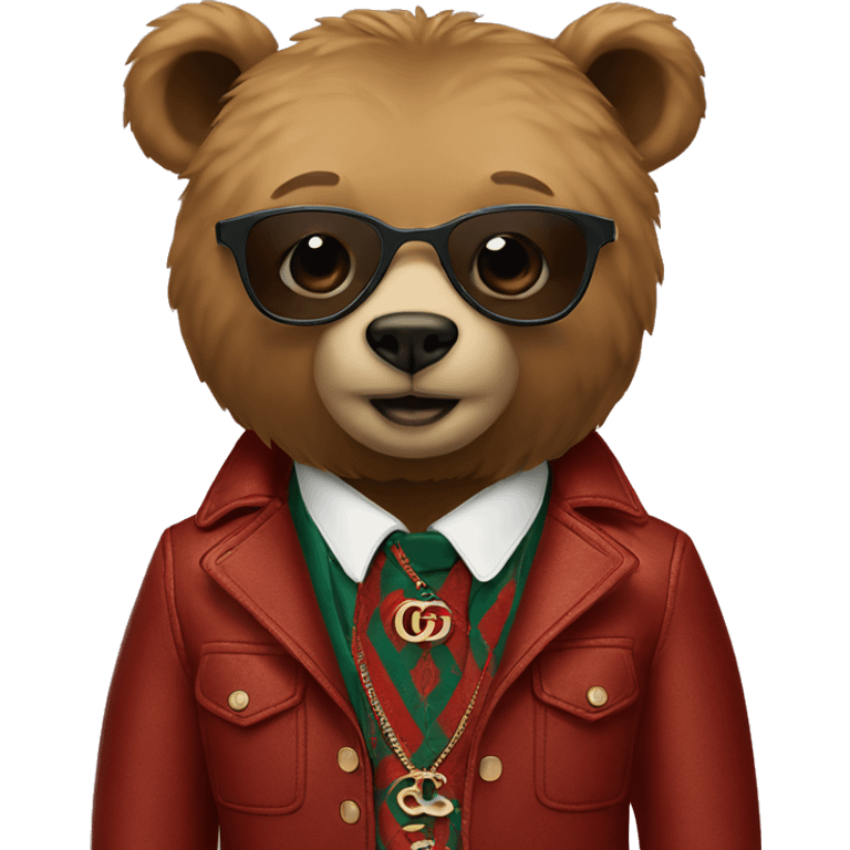 A bear wearing gucci emoji