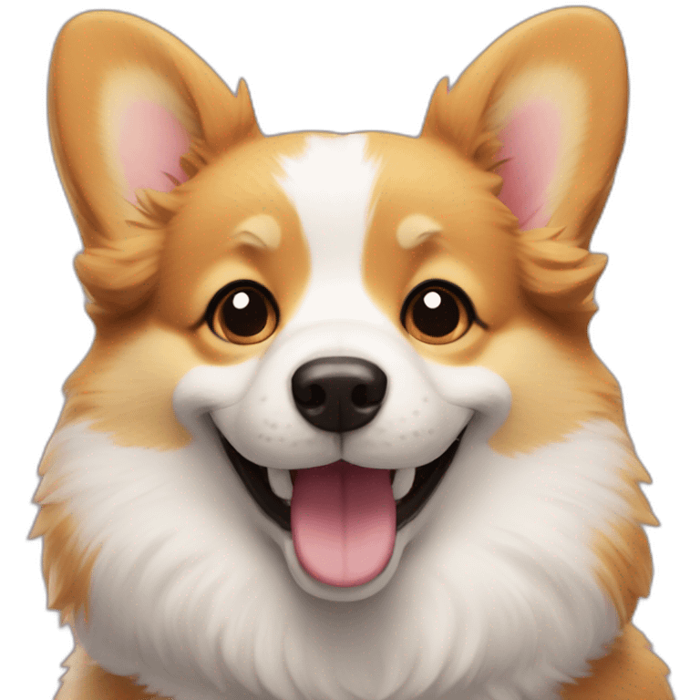 fluffy corgi smiling emoji