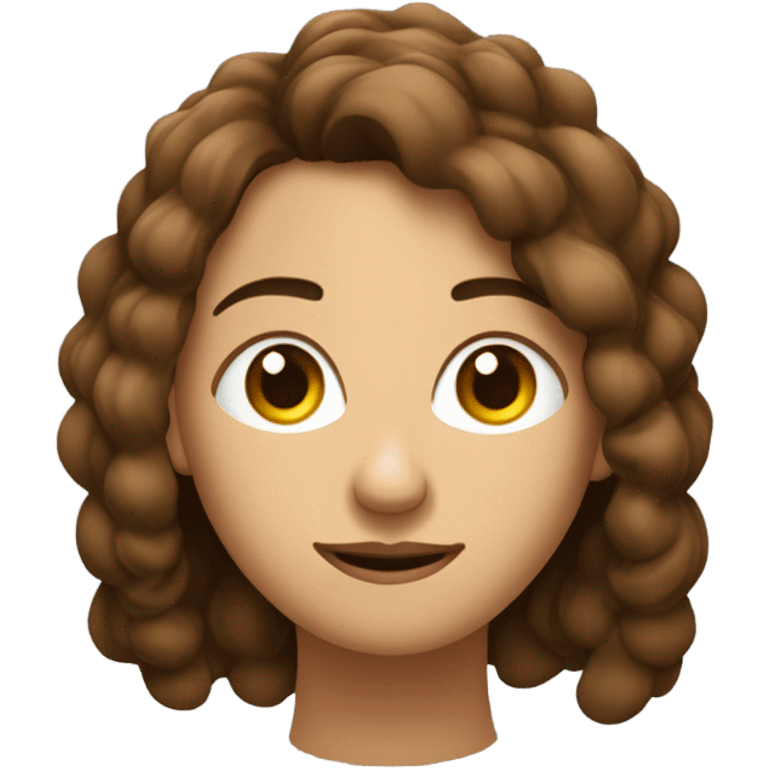 mulher branca, olhos castanhos escuros, cabelos liso médio castanho escuro emoji