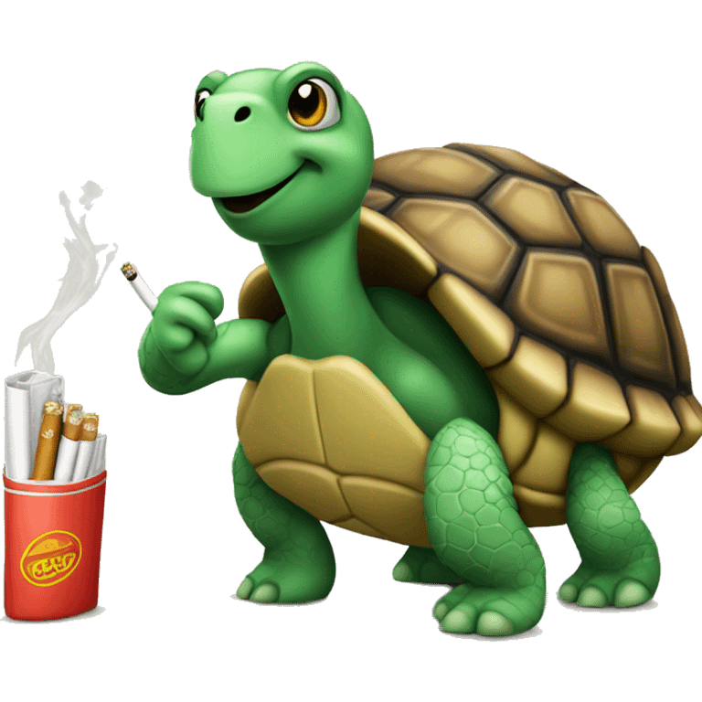 Turtle standing with a cigarette emoji