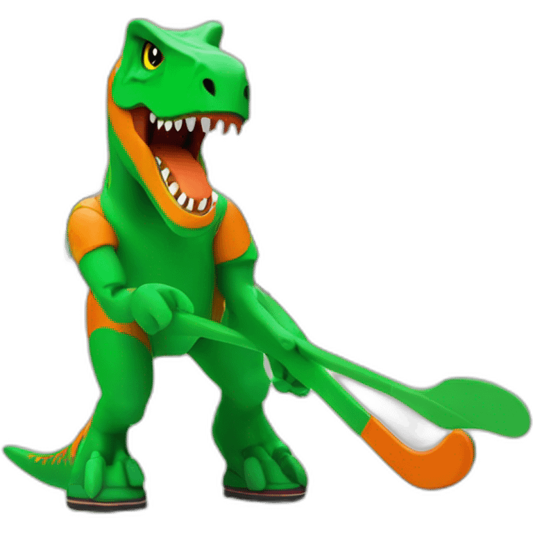 T-rex street hockey fun green orange LP emoji