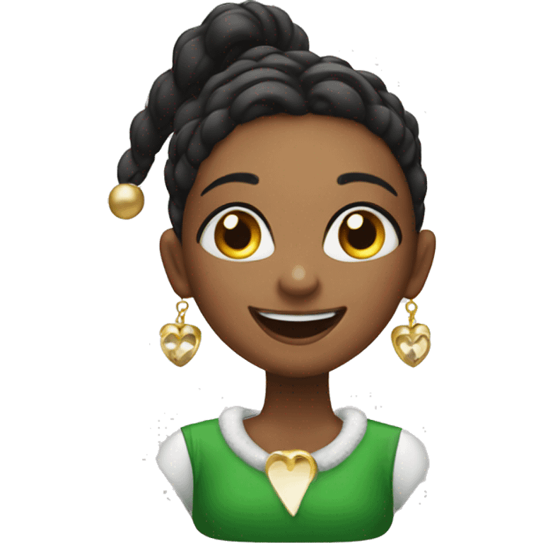 smiling girls with earrings during xmas emoji