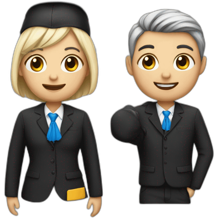 Students and teacher in black blue school costume emoji