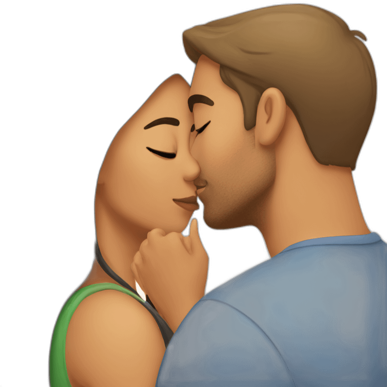 short Indian girlfriend kissing her caucasian boyfriend emoji