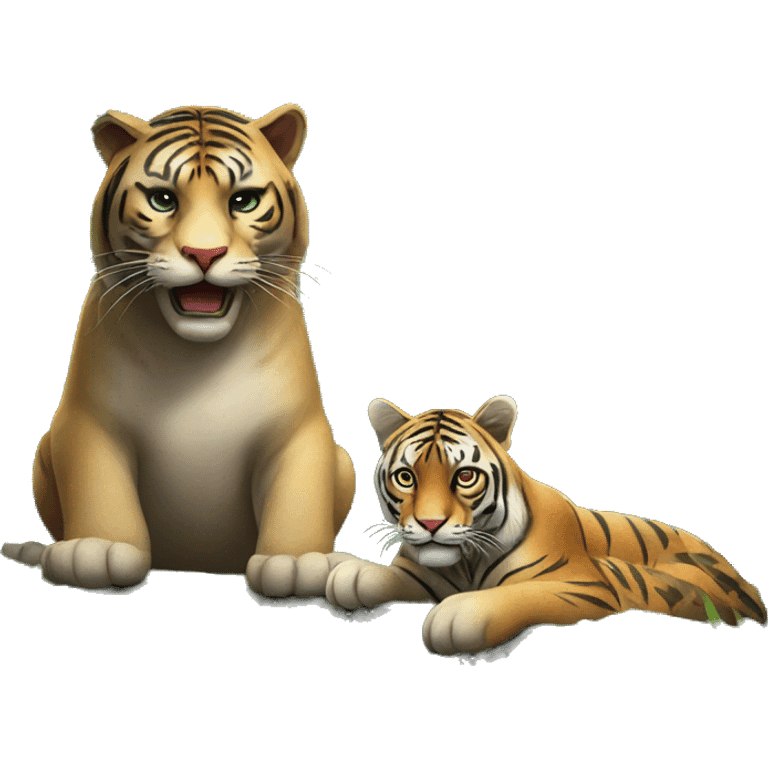 Panther and tigers in a jungle emoji