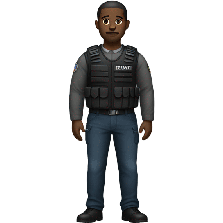 black man standing full body with stab vest  emoji