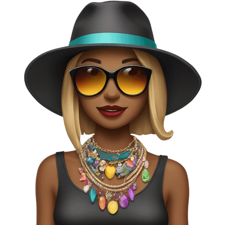 Girls in stylish accessories emoji