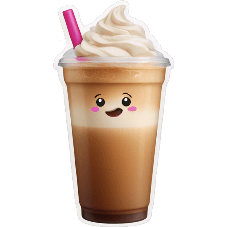 Iced latte with lipstick mark on it  emoji