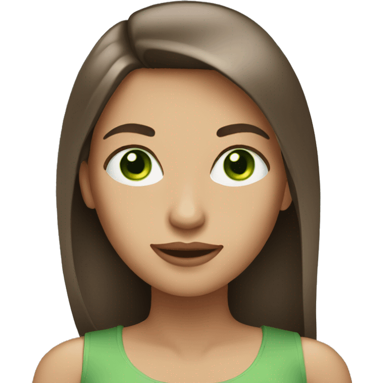 Woman with straight Long Brown hair and Green eyes  emoji