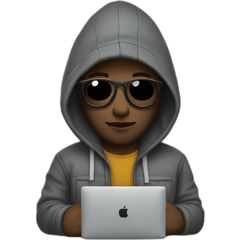 hipster with hoodie and a macbook emoji