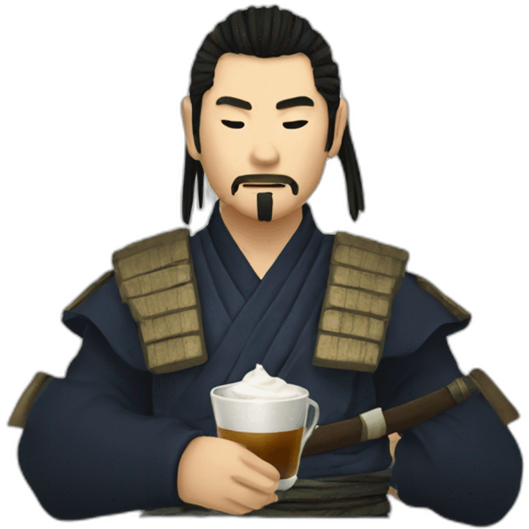 Samurai drinking coffee cocktail emoji