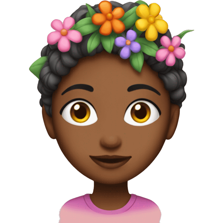 una chica vendiendo flores de colorro emoji