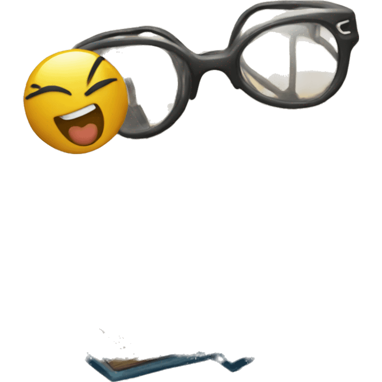 a emoji with glasses, book in hands and a smile emoji