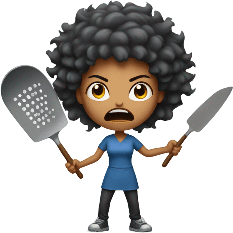 angry woman throwing kitchen utensils in anger emoji