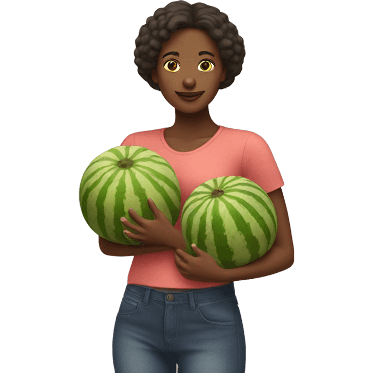 Woman holding 2 melons  emoji