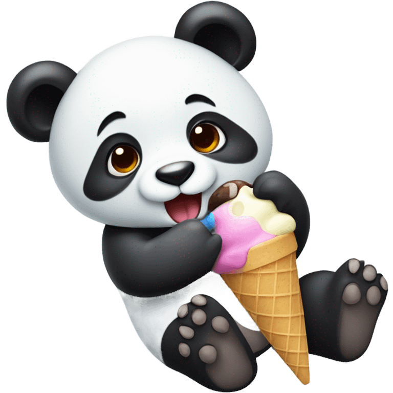 Panda eating ice cream emoji