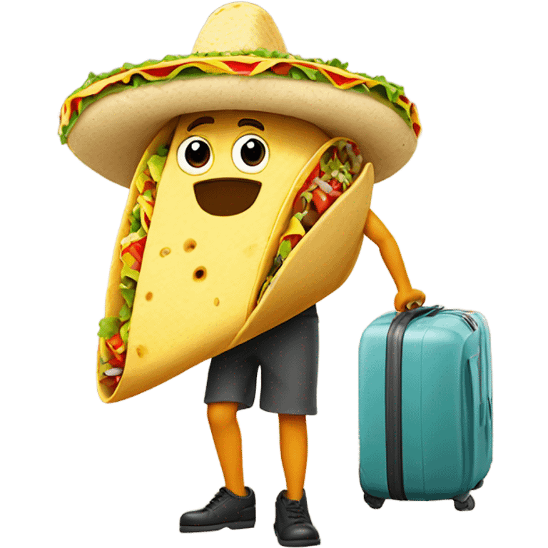 Taco walking with a suitcase emoji