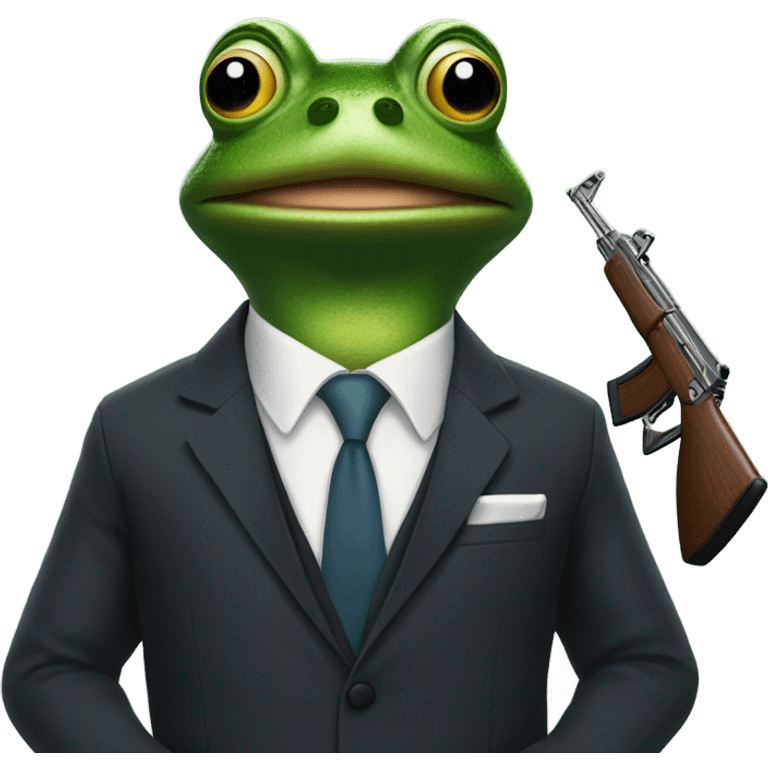 Frog in a suit with a ak47 in his hand emoji