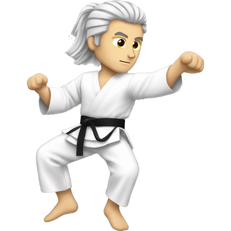 karate kick white man long black hair emoji