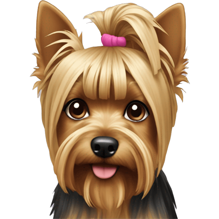 Yorkshire Terrier with a ponytail on his head  emoji