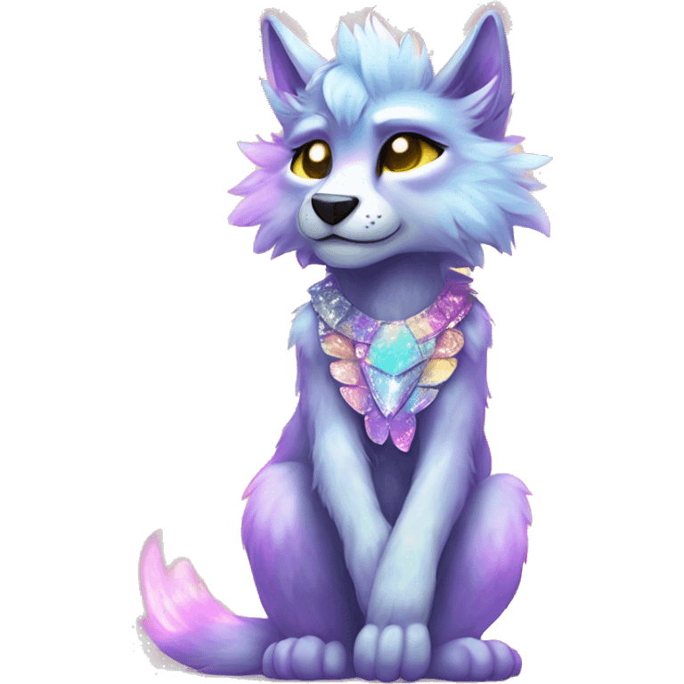 Furry, sparkle, iridescent, colorful, pastel, edgy, cool, beautiful, divine, animal, anthro, full body, fursona, protogen emoji