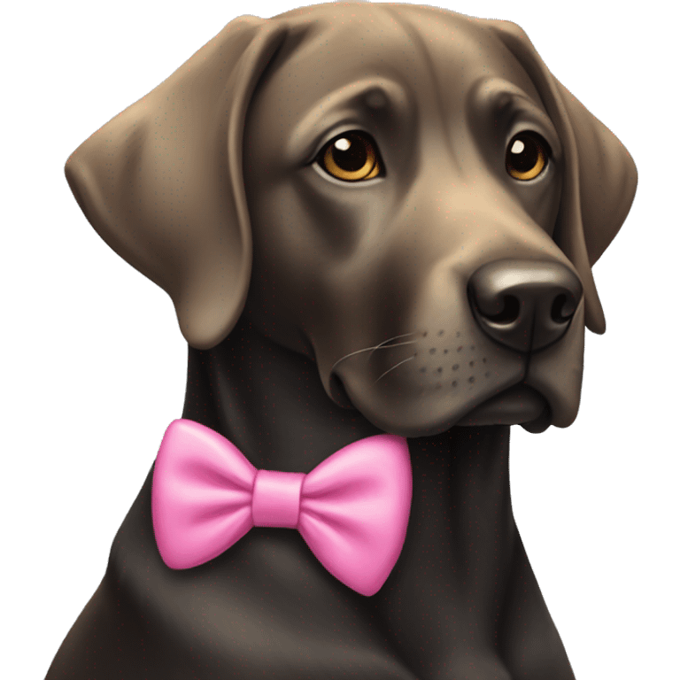 Black lab wearing a pink bow emoji