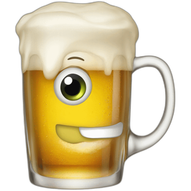 verre de biere avec des yeux emoji