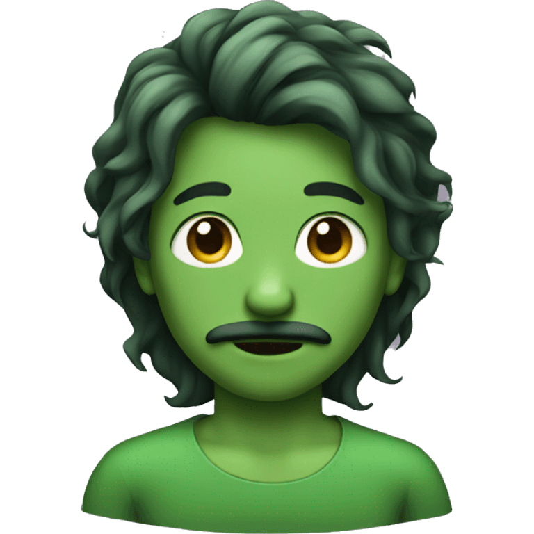 boy green skin with moustache and long hair emoji