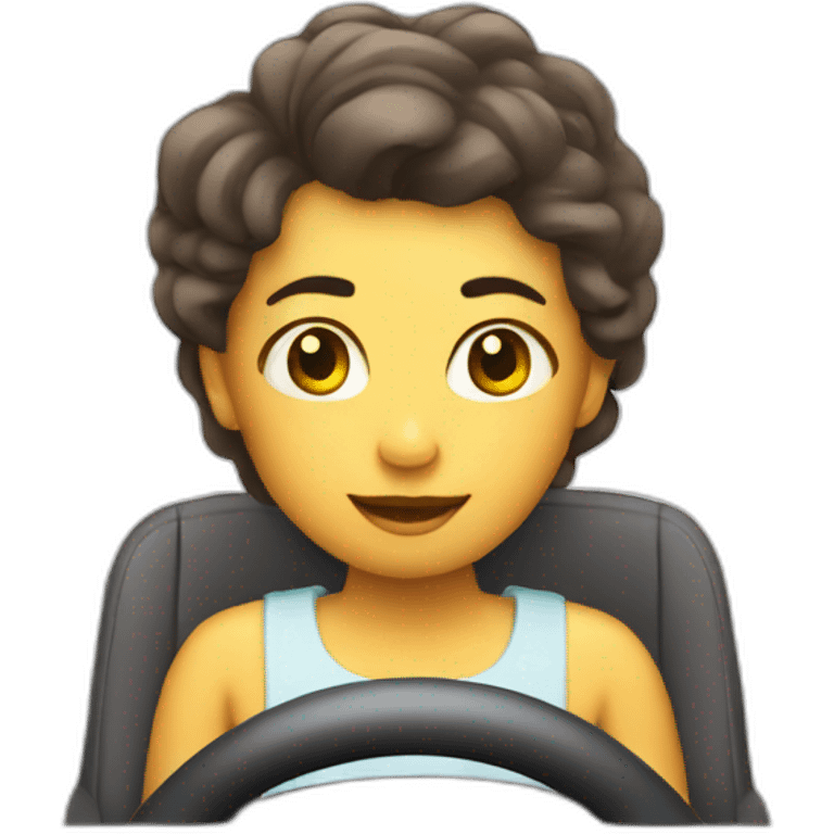 Mixed Gendered Person Driving Cute Car emoji