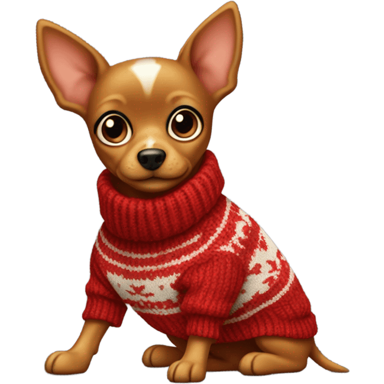 red toy terrier with a sweater  emoji