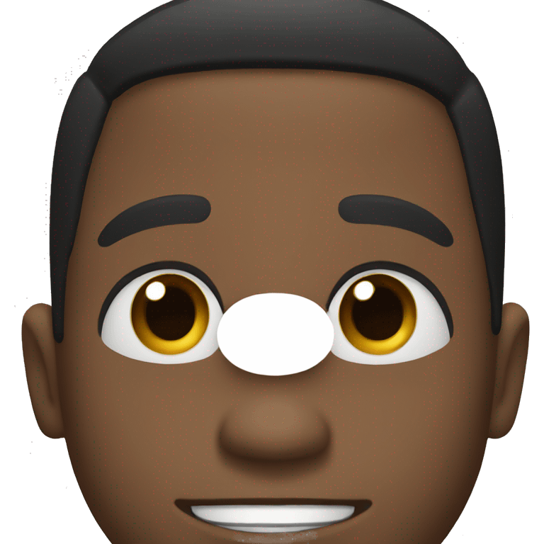 black male with short black hair, average sized nose, gap in front top two teeth emoji