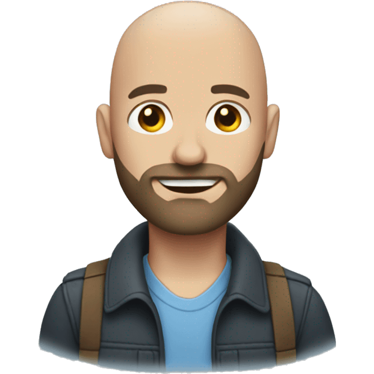 Bald man with beard and blue eyes solo emoji