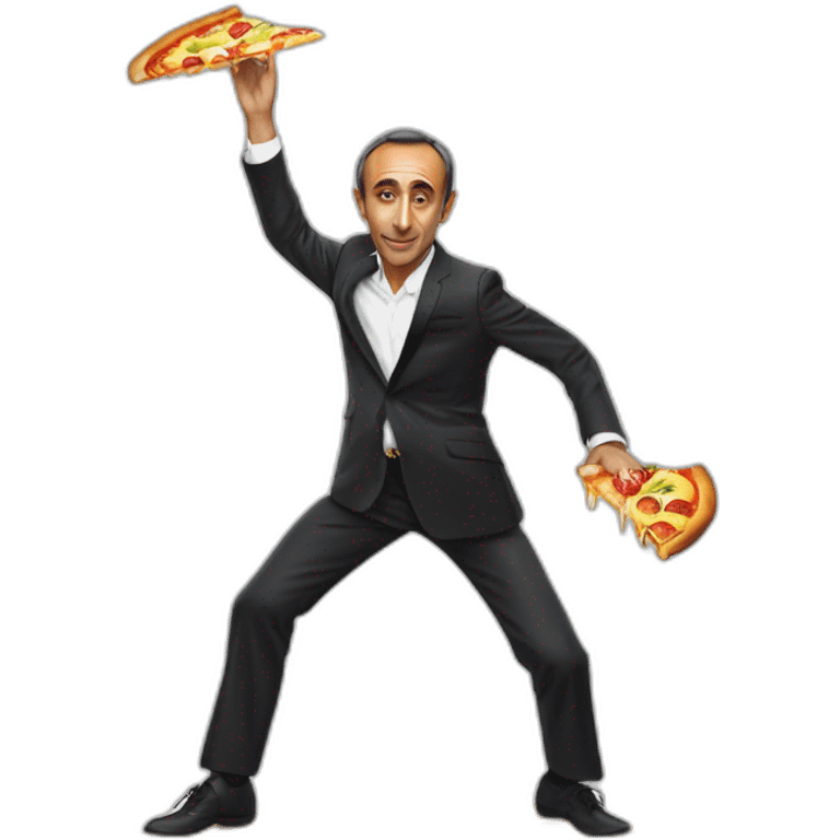 eric zemmour qui dance avec une pizza a l'ananas emoji