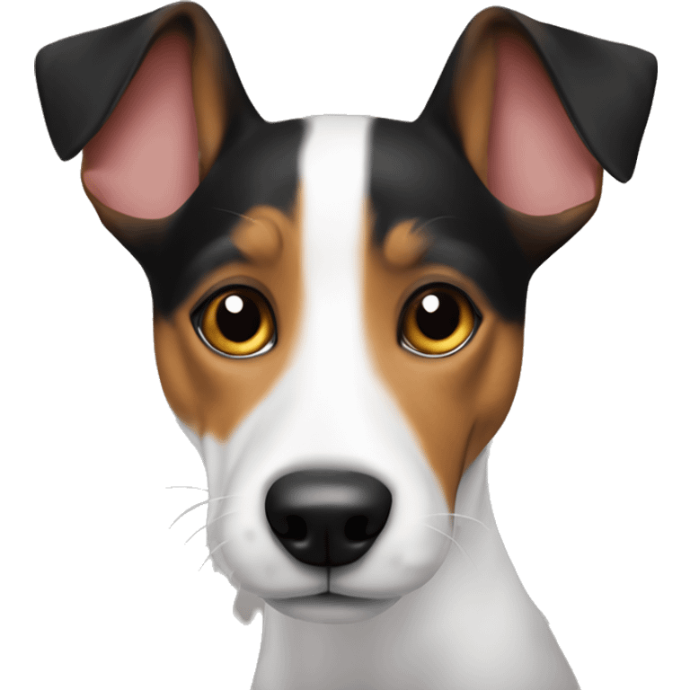 A genale jack russel terrier with a black cat emoji